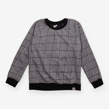 T-shirt long sleeve check grey and black