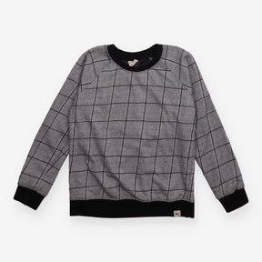 T-shirt long sleeve check grey and black