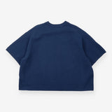 Navy Blue Cropped Short Sleeve Knit Sweater