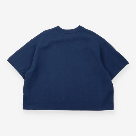 Navy Blue Cropped Short Sleeve Knit Sweater