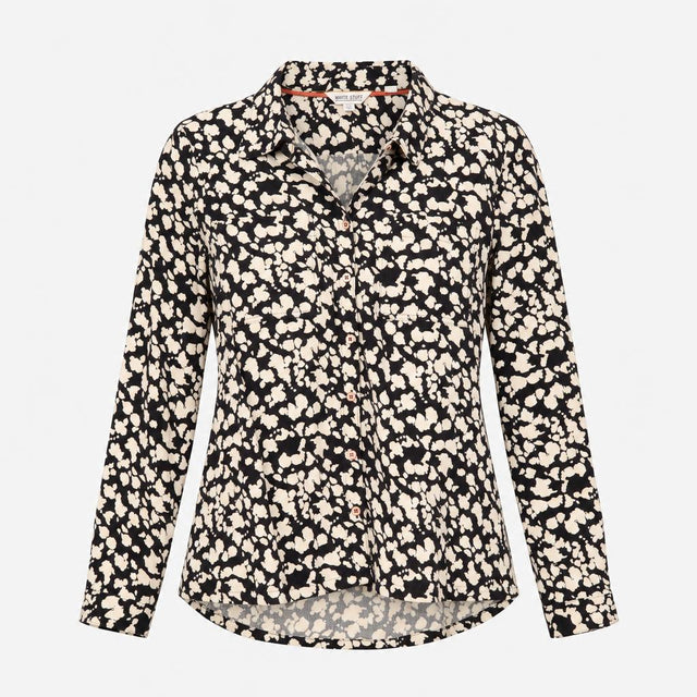 Shirt Printed Long Sleeve Button Front Monocrome B
