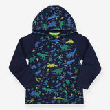 Hoodie Sweater Navy with Dinosaurs