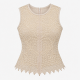 Ivory Floral Beaded Sleeveless Occasion Top