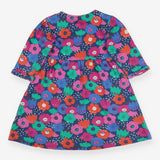 Blue Colourful Flowers Dress with Pocket