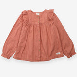 Terracotta pointelle collar blouse