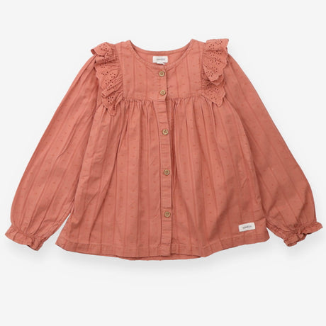 Terracotta pointelle collar blouse