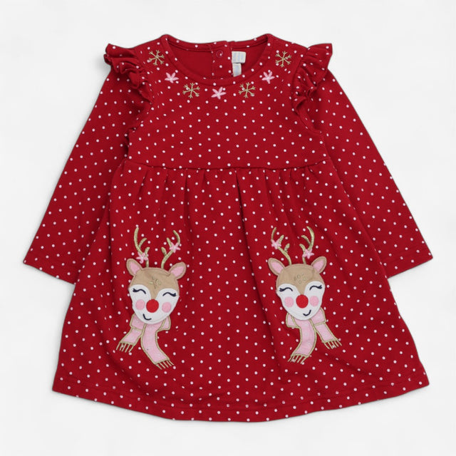 Dress Long Sleeve Spotter with Reindeer Pockets