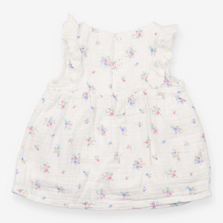 Tunic White Floral Frill Shoulders