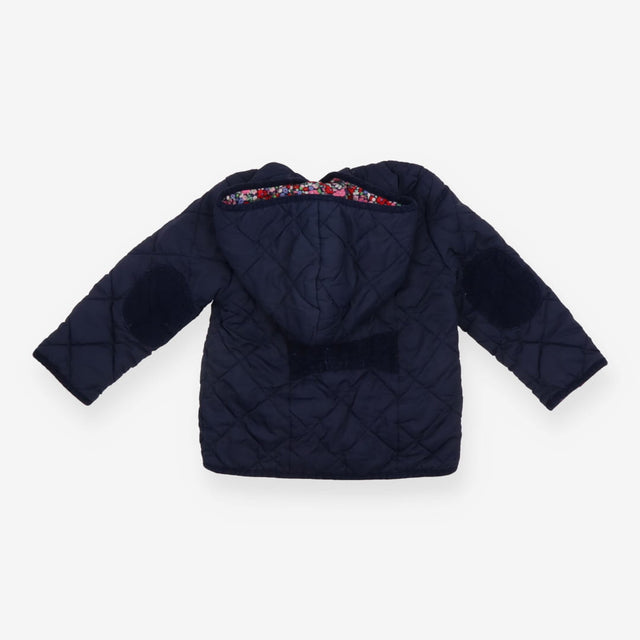 Navy Quilted Jacket with Floral Lining