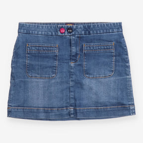 Joules Blue Denim Mini Skirt Front Pockets