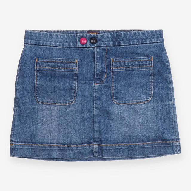 Joules Blue Denim Mini Skirt Front Pockets