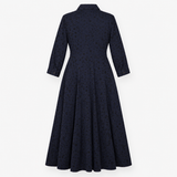 Hush Navy Tonal Animal Print Button Front Midi Shi