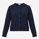 Cardigan Fine Knit Crew Neck Navy Blue