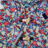 Fishermans Toggle Coat Blue and Red Floral - Blue 