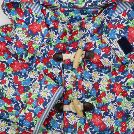 Fishermans Toggle Coat Blue and Red Floral - Blue 