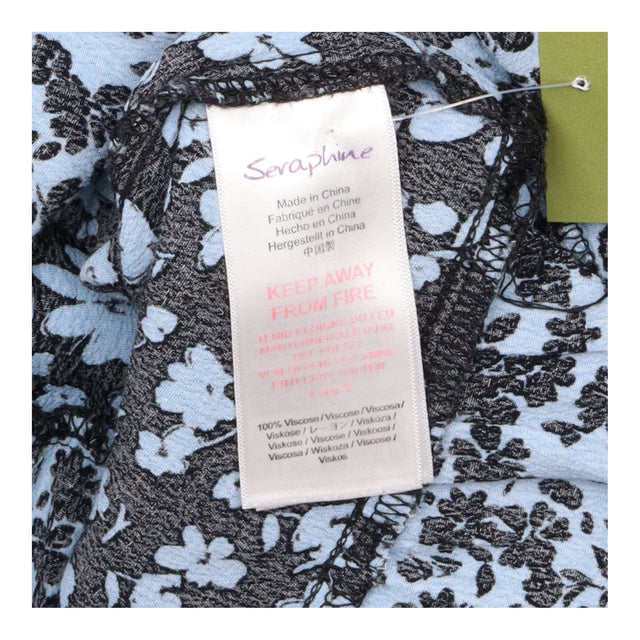 Black Cornflower Blue Floral 100% Viscose Empire W