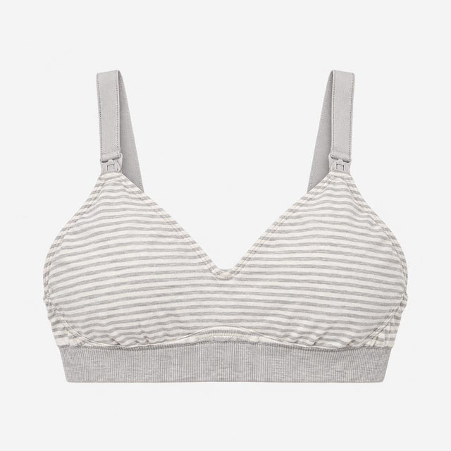 Bra Grey White Stripe Cotton Blend Seamless Matern