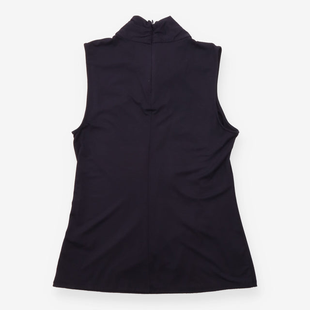 Navy Sleeveless Draped Cowl Neck Top
