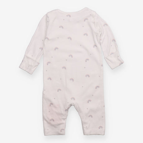 Sleepsuit white grey pink rainbows