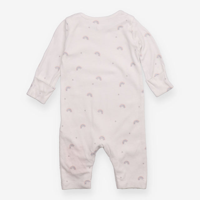 Sleepsuit white grey pink rainbows