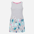 Dress White Navy Striped Floral Print Sleeveless R