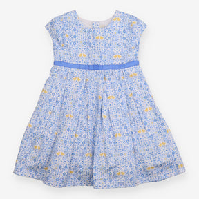 Woven dress Ditsy Blue with Chicks and Blue Bow
