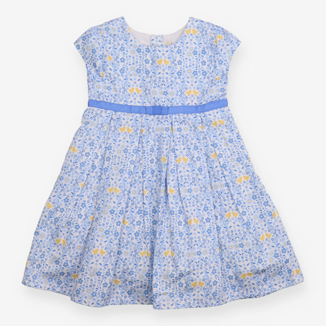 Woven dress Ditsy Blue with Chicks and Blue Bow