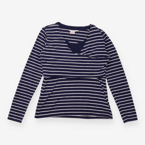 Top Navy Striped Maternity Nursing Long Sleeve