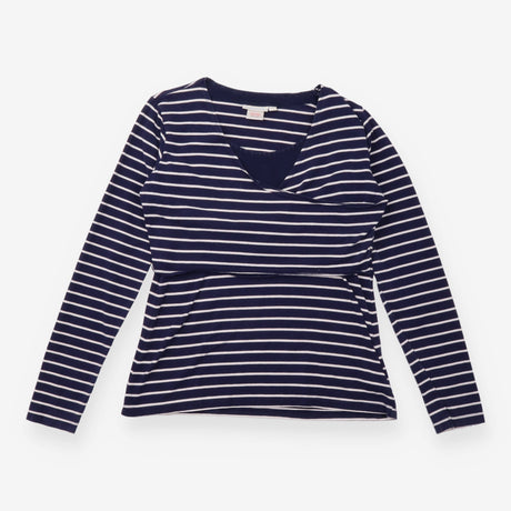 Top Navy Striped Maternity Nursing Long Sleeve