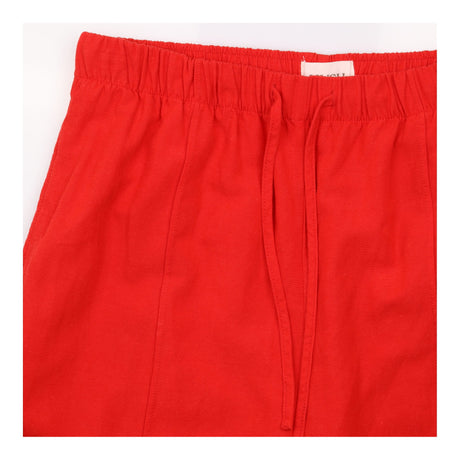 Linen Blend Drawstring Wide Leg Trousers Red