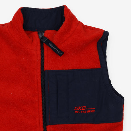 Gilet Fleece Red and Navy with Pocket