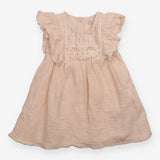 Dress light pink muslin crochet bodice