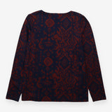 Long Sleeve Top Navy Rust Ikat Print
