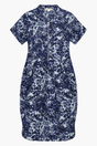 Blue Poppy-Print Zip-Front Shift Dress