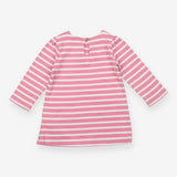 Dress pink white striped with two pockets