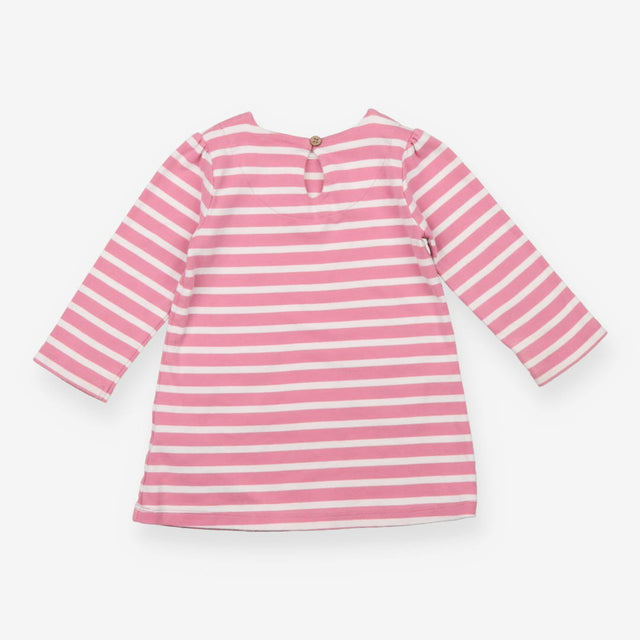 Dress pink white striped with two pockets