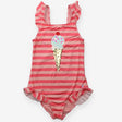 Swimming costume pink stripe ice cream