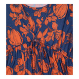 Maternity&Nursing Dress Blue and Orange Flowers