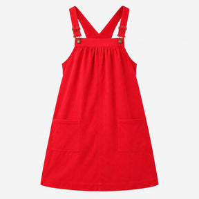 Cord Pinafore Dress Dungaree Red