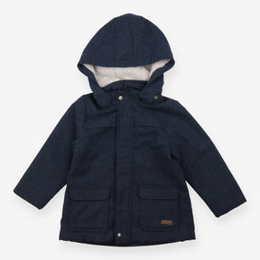 Duffle coat blue wool hooded