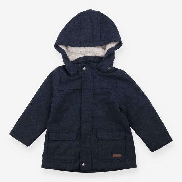 Duffle coat blue wool hooded