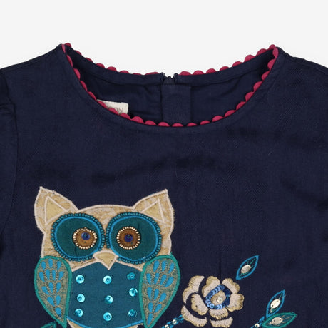 Dress long sleeve navy sequins owl