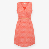 Wrap Dress Coral Leaf Print Sleeveless Jersey