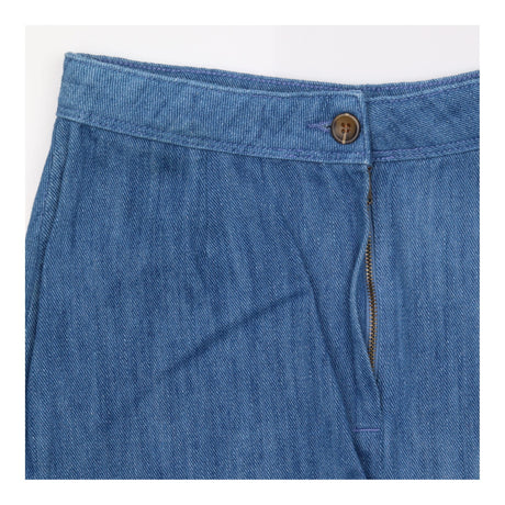 Mid-Blue Cotton A-Line Denim Skirt