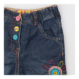 patchwork jeans with flowers and owl appliques