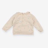 Sweater Cream with Frill Collar and Flowers