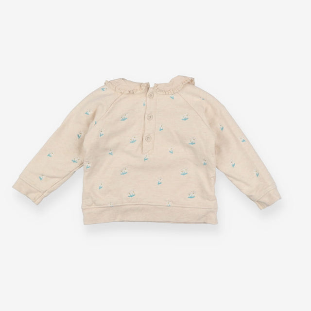 Sweater Cream with Frill Collar and Flowers