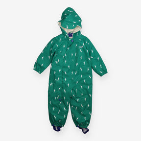 Waterproof lined puddle suit green lightning