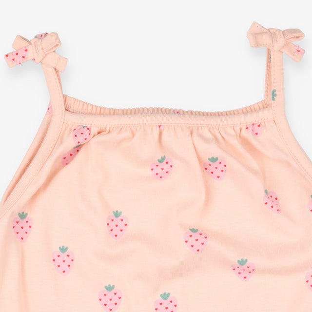Jumpsuit and Headband Peach with Strawberries