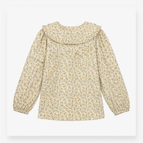 Yellow Floral Statement Collar Long Sleeve Blouse